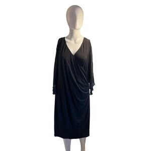 MSK Black Embellished Sheer Sleeve Dress Women’s Size 14 Knee Length Cocktail